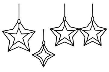 Christmas Star Decorations Line Drawing