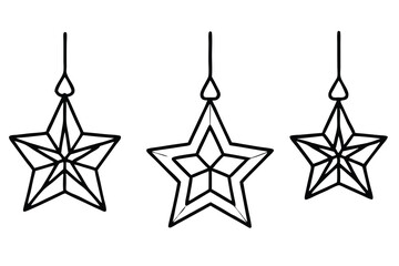Christmas Star Decorations Line Drawing