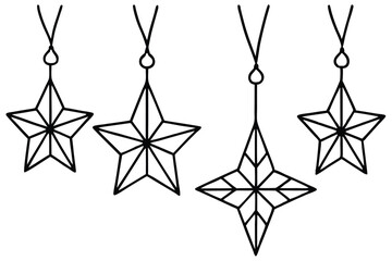 Christmas Star Decorations Line Drawing