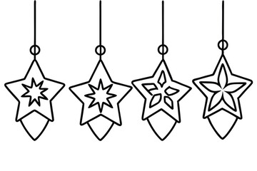 Christmas Star Decorations Line Drawing