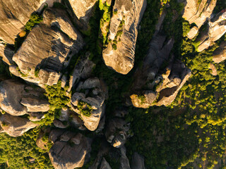 Meteora Monasteries at Sunset Aerial View of Greece's Cliffside Heritage