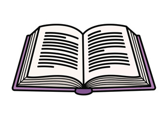 Vector illustration of an open book with many pages, symbolizing knowledge and learning, isolated on a