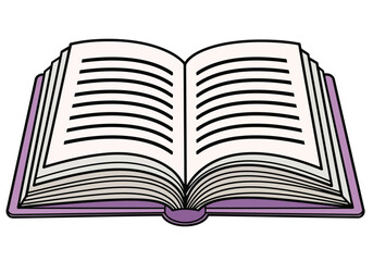 Vector illustration of an open book with many pages, symbolizing knowledge and education