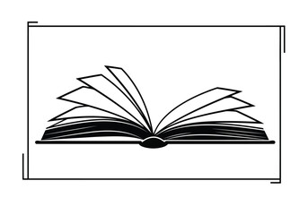 Vector illustration of an open book with fanned pages, representing reading and literature