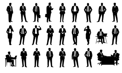 "High-Resolution Black Silhouettes of Business People & Corporate Team