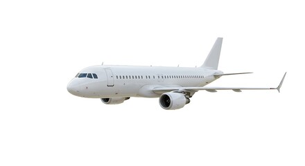 Fototapeta premium Commercial Airplane Isolated on White Background Perfect for Travel or Transportation Related Design Projects and Presentations