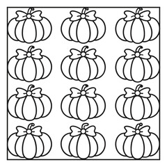 Seamless Halloween Pattern with Pumpkins, Ghosts, and Cats coloring page, line art 