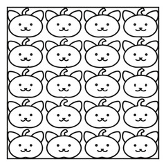 Seamless Halloween Pattern with Pumpkins, Ghosts, and Cats coloring page, line art 