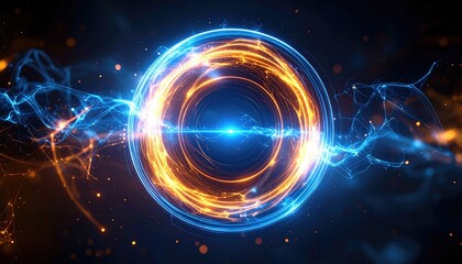 Obraz premium Dynamic Energy Circle with Glowing Orange and Blue Effects