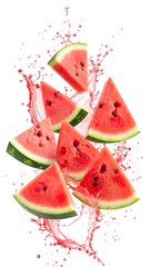 Watermelon slices in splashes