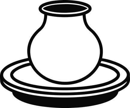 black and white pottery on plate clip art preview