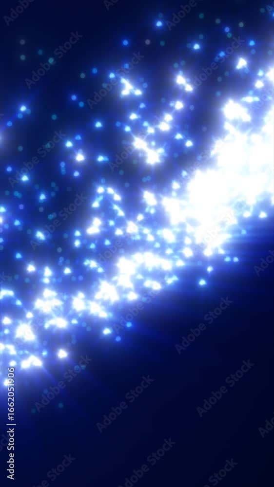 Wall mural abstract background with glowing purple particle waves and starry sparkles in the dark