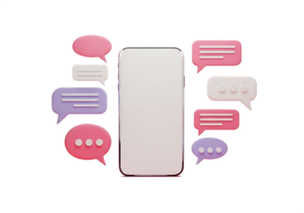 3d phone communication bubbles isolated on a transparent background messages chat