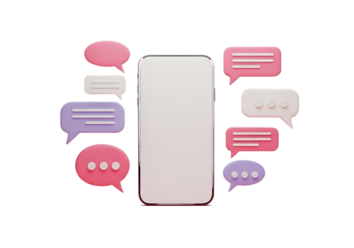 3d phone communication bubbles isolated on a transparent background messages chat