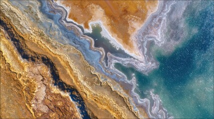 Naklejka premium aerial view salt lake coast textures