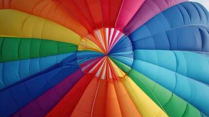 Fototapeta premium Vibrant colors of hot air balloon canopy captured from inside perspective