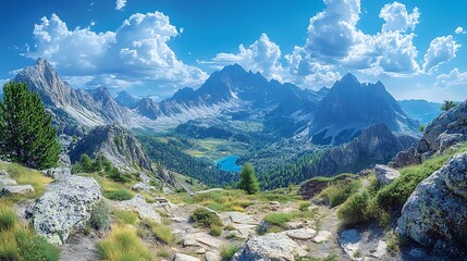 Mountain valley landscape viewpoint