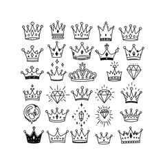 Handdrawn crown vector illustrations 28 doodle crown icons perfect for logos design and branding
