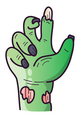 Cartoon Zombie Hand Illustration for Halloween – Creepy Green Monster Arm Clipart