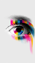 Colorful eye artistry showcases vibrant hues and emotional depth in a striking abstract composition evoking creativity and imagination