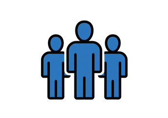 Teamwork Icon Three Blue Figures Standing Together, Demonstrating Collaboration and Unity