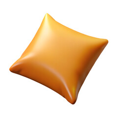 Fototapeta premium A single orange pillow resting on a dark surface illuminated with soft lighting transparent background