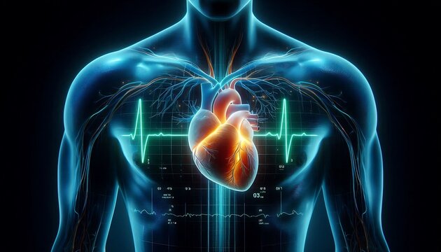 3D Illustration of Human Heart Showing Heart Attack and Heart Disease Anatomy