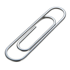 Metallic silver paperclip isolated on a transparent background office stationery