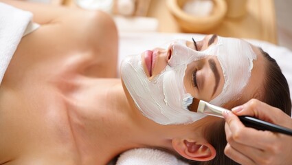 Fototapeta premium Relaxing Facial Treatment: Pampering Skincare Routine