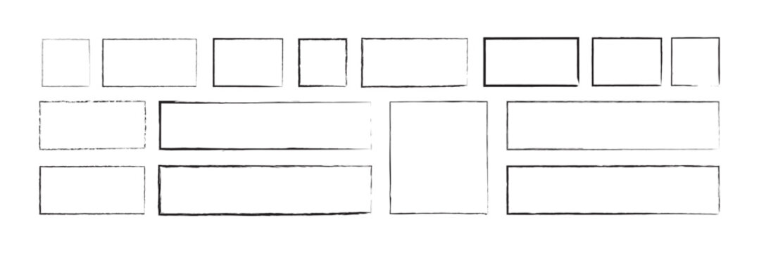 Grunge square and rectangle frames. Grunge frame, Black ink brush frame. vector illustration