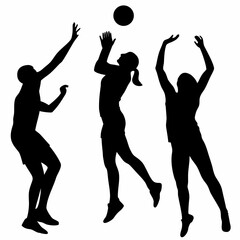 Volleyball Players Silhouette Vector – Sports Team Illustration