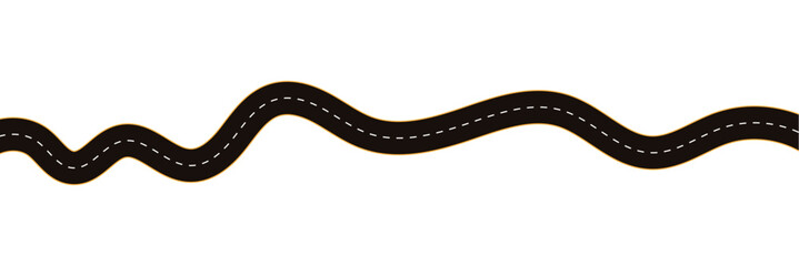 Fototapeta premium Wavy asphalt road with winding curves. Race track and highway isolated on a white background