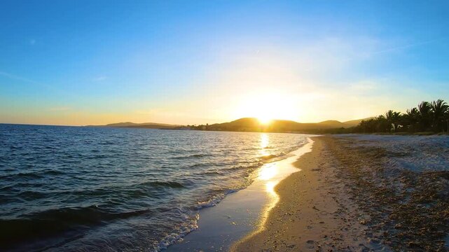 Sunset in an empty beach in Sardinia, Italy.mp4