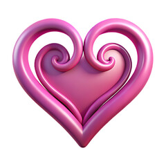 Intricate pink heart design with swirling ornamental edges for romantic themes transparent background