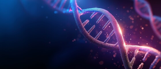 Glowing DNA helix modern science genetic structure biotechnology blue background molecular biology double helix futuristic illuminated research concept