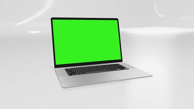 Corporate Mockup MacBook Pro Against White Background with Green Screen