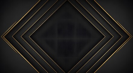 Obraz premium Black Luxury Background with Golden Geometric Line Pattern.
