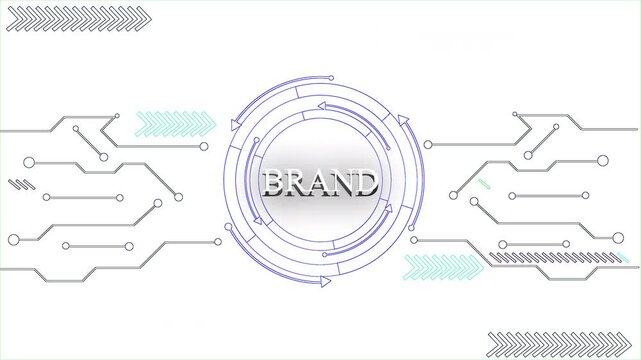 The Futuristic Digital BRAND Text Showcasing A Cyber Technology SEO Interface. At The Center, The Glowing SEO Is Encircled By Neon Concentric Rings, Resembling A Head Up Display HUD