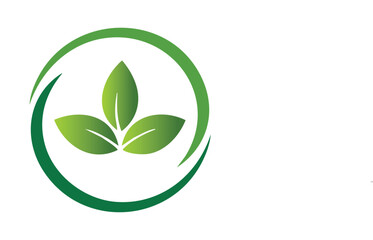 Green Leaf Logo in a Circle, Symbol of Nature, Growth, and Ecology