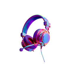 Vibrant Iridescent Gaming Headset with Microphone - 3D Render