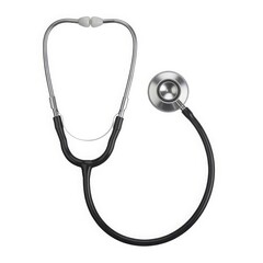Medical stethoscope with silver and black components
