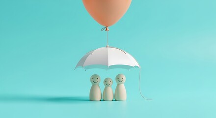 A Family Under Protection from Above A Conceptual Image Representing Security, Love, and the Shielding Power of Care and Support
