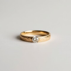 Ornate gold diamond ring engagement jewelry