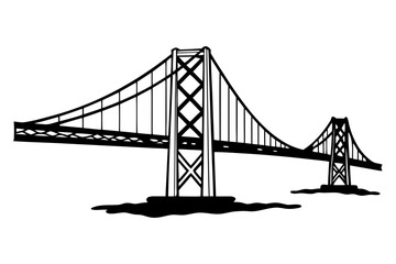 Obraz premium Suspension Bridge Illustration Iconic Structure Design, Engineering Marvel