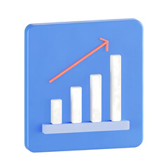 3d bar chart with upward trend arrow representing growth and success