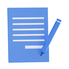 Blue document with pen icon representing writing and note taking symbolism