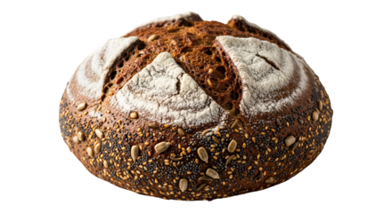 Dark Rye Bread Round Loaf Transparent Background