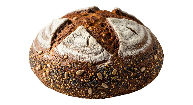 Dark Rye Bread Round Loaf Transparent Background