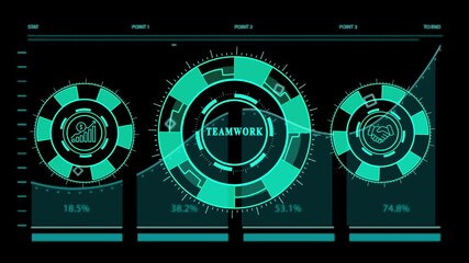 Neon Partner Hood Icon. Glowing Green and Cyan Circular Dashboard Animation Video Symbol for Business Collaboration and Strategic Alliance