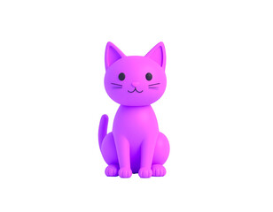 Fototapeta premium A charming rendered pink cat with a friendly expression sits calmly, embodying cuteness and simplicity.